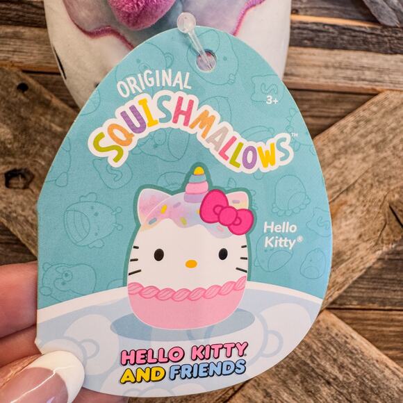 NWT-Hello Kitty Unicorn Ice Cream Cupcake Plush Squishmallow by Sanrio, 6.5” - Picture 8 of 10